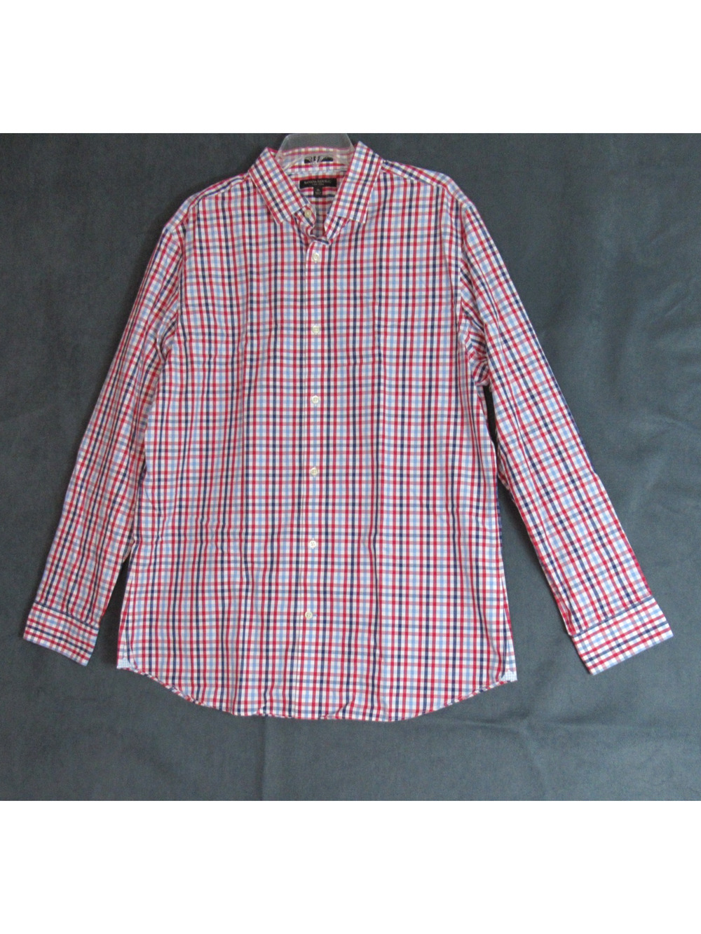 Banana Republic Shirt Mens XL Blue Red Plaid Check Button Up Long Sleeve Preppy